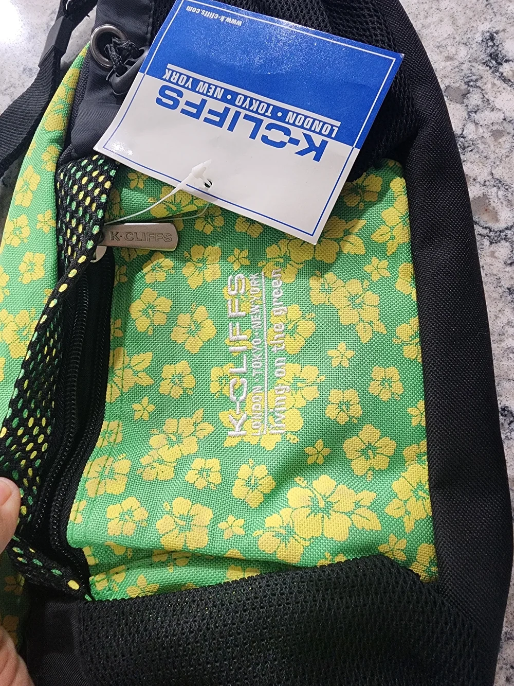 Green Floral Crossbody Sling Bag with Mesh Pockets Purse Bag Belt Pack